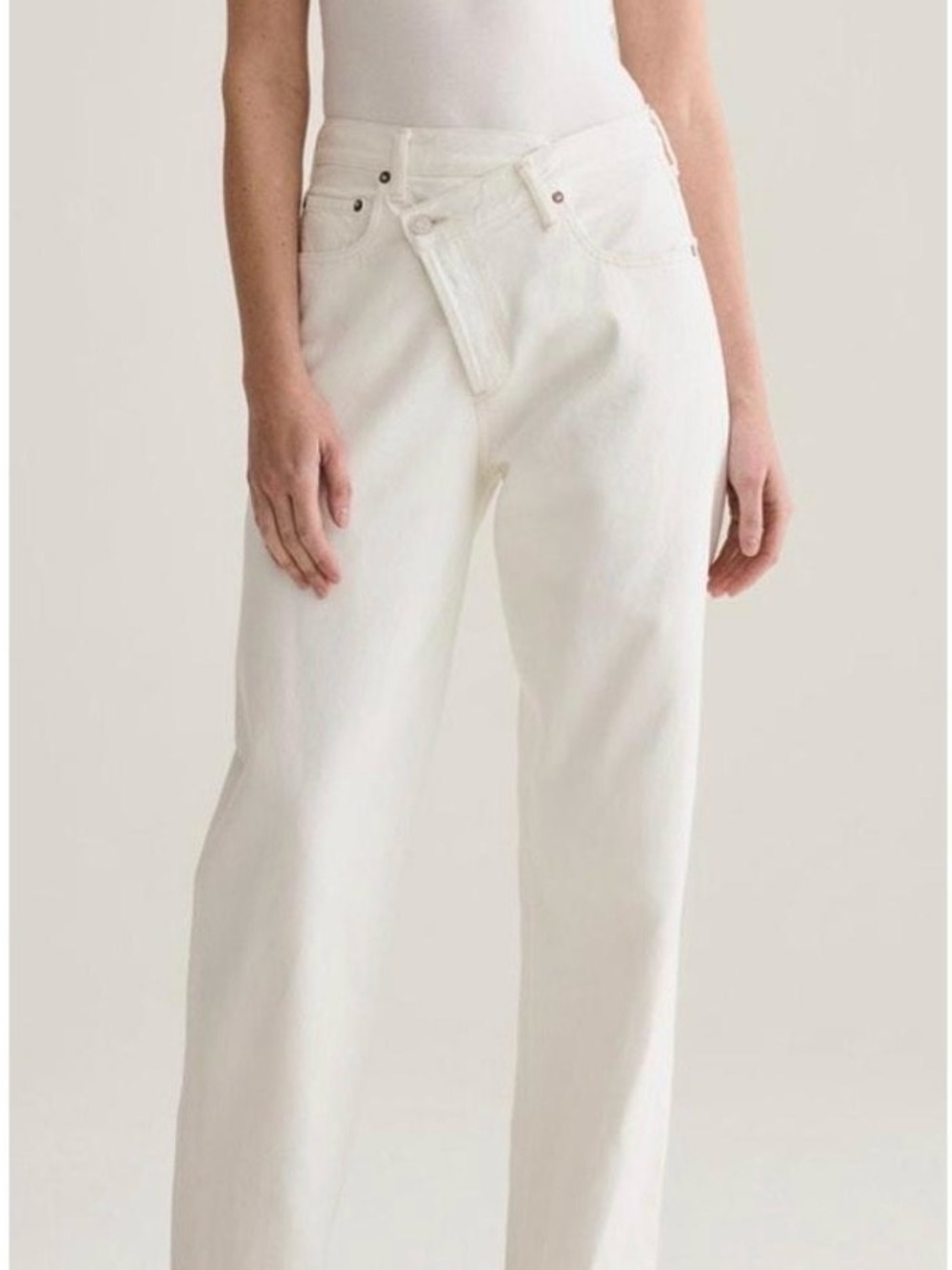 Agolde Straight-Leg Criss Cross Jeans in White